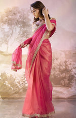 Grand Pink Color Net Fabric Casual Saree