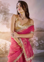 Grand Pink Color Net Fabric Casual Saree