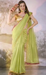 Grand Green Color Net Fabric Casual Saree