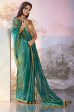 Grand Teal Color Net Fabric Casual Saree