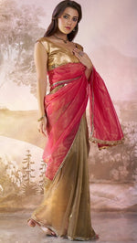 Grand Beige Color Net Fabric Casual Saree