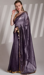 Grand Purple Color Net Fabric Casual Saree