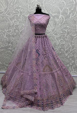 Amazing Purple Color Net Fabric Party Wear Lehenga