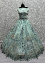 Amazing Green Color Net Fabric Party Wear Lehenga