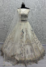 Amazing Cream Color Net Fabric Party Wear Lehenga