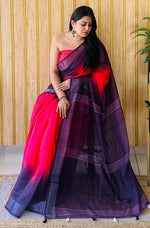 Grand Red Color Cotton Fabric Casual Saree