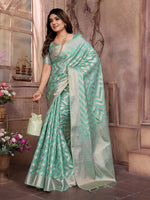 Amazing Green Color Organza Fabric Casual Saree