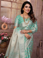 Amazing Green Color Organza Fabric Casual Saree