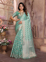 Amazing Green Color Organza Fabric Casual Saree