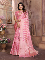 Amazing Pink Color Organza Fabric Casual Saree