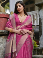 Ideal Pink Color Silk Fabric Casual Saree