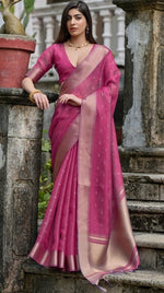 Ideal Pink Color Silk Fabric Casual Saree