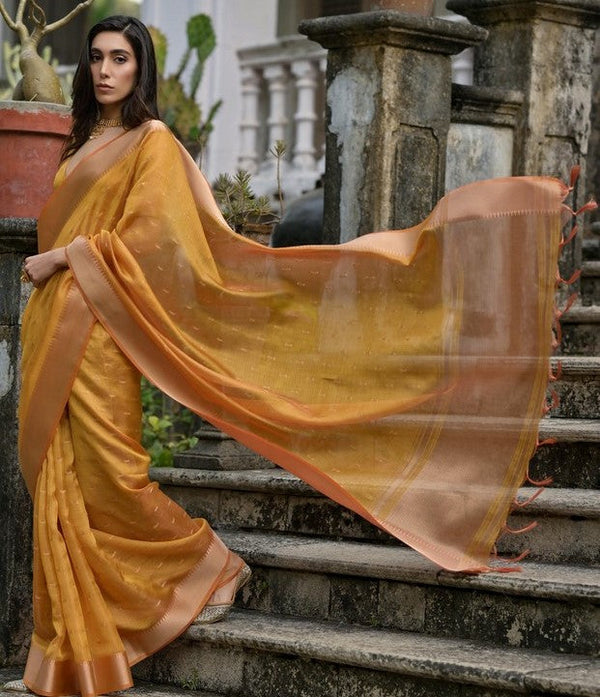 Ideal Mustard Color Silk Fabric Casual Saree