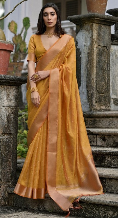 Ideal Mustard Color Silk Fabric Casual Saree