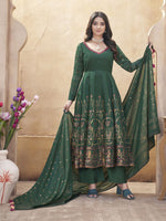 Dazzling Green Color Silk Fabric Plazzo Suit