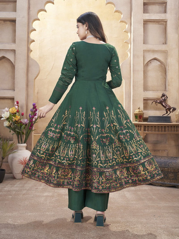 Dazzling Green Color Silk Fabric Plazzo Suit