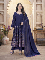 Dazzling Navy Blue Color Silk Fabric Plazzo Suit