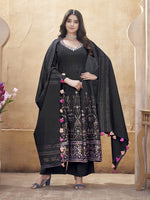 Dazzling Black Color Silk Fabric Plazzo Suit