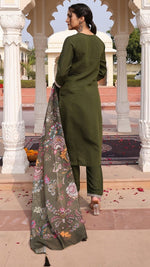 Gorgeous Green Color Silk Fabric Designer Suit