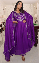 Gorgeous Purple Color Silk Fabric Designer Suit