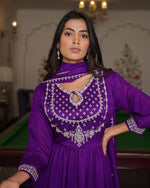 Gorgeous Purple Color Silk Fabric Designer Suit