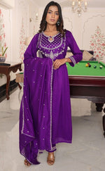 Gorgeous Purple Color Silk Fabric Designer Suit