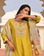 Gorgeous Yellow Color Silk Fabric Designer Suit