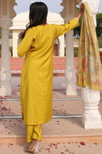 Gorgeous Yellow Color Silk Fabric Designer Suit