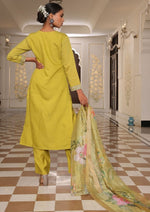 Gorgeous Yellow Color Silk Fabric Designer Suit