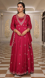 Gorgeous Maroon Color Silk Fabric Designer Suit