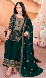 Amazing Green Color Georgette Fabric Plazzo Suit