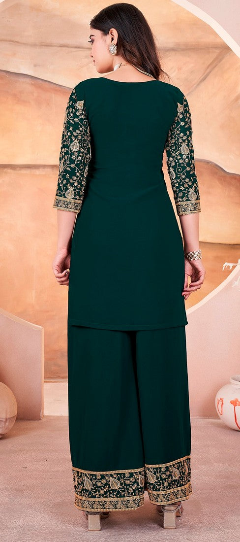 Amazing Green Color Georgette Fabric Plazzo Suit