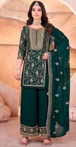 Amazing Green Color Georgette Fabric Plazzo Suit