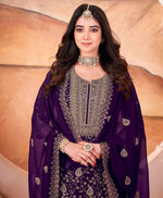 Amazing Purple Color Georgette Fabric Plazzo Suit