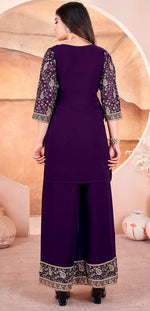 Amazing Purple Color Georgette Fabric Plazzo Suit