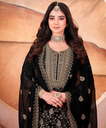 Amazing Black Color Georgette Fabric Plazzo Suit