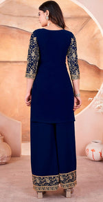 Amazing Blue Color Georgette Fabric Plazzo Suit