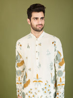 Attractive White Color Viscose Fabric Mens Kurta