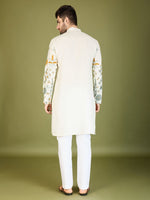 Attractive White Color Viscose Fabric Mens Kurta