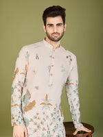 Attractive Cream Color Viscose Fabric Mens Kurta