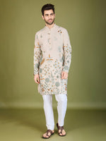 Attractive Cream Color Viscose Fabric Mens Kurta