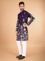 Attractive Purple Color Viscose Fabric Mens Kurta