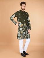 Attractive Green Color Viscose Fabric Mens Kurta