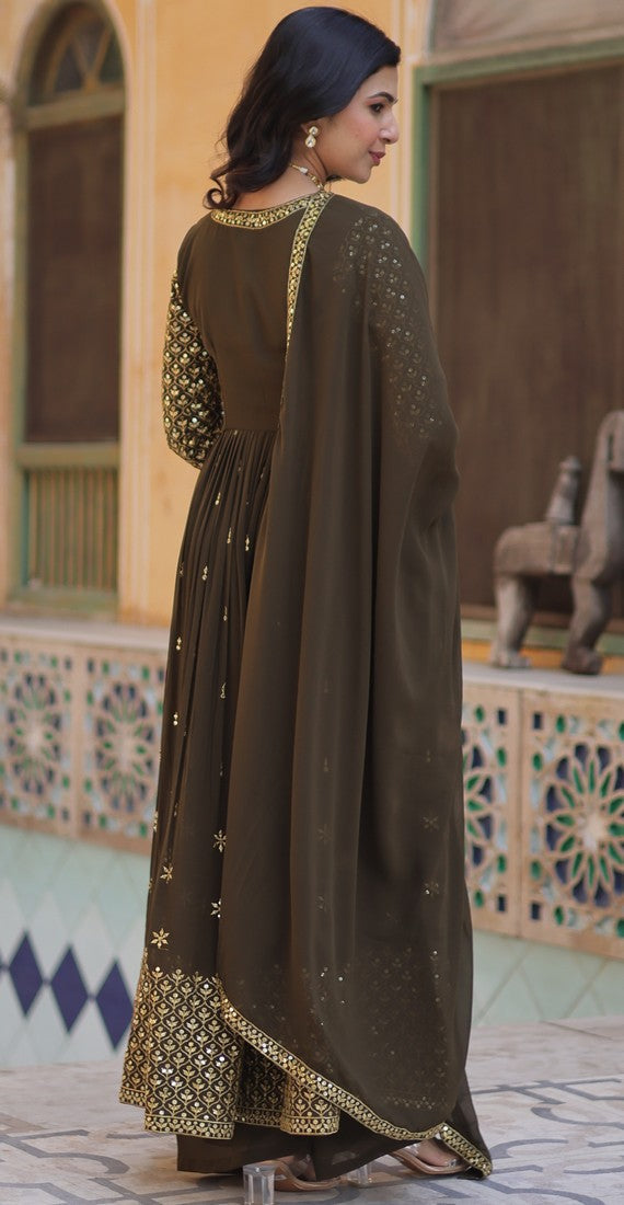 Divine Green Color Georgette Fabric Plazzo Suits