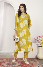 Dazzling Mustard Color Rayon Fabric Cord Set