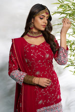 Gorgeous Maroon Color Georgette Fabric Plazzo Suit