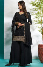 Gorgeous Black Color Georgette Fabric Plazzo Suit