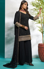 Gorgeous Black Color Georgette Fabric Plazzo Suit