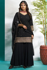 Gorgeous Black Color Georgette Fabric Plazzo Suit