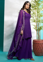 Gorgeous Purple Color Georgette Fabric Plazzo Suit